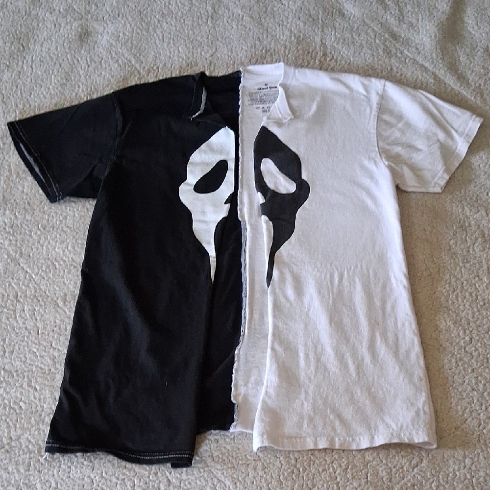 Ghost Face Monochrome Split Graphic Tee